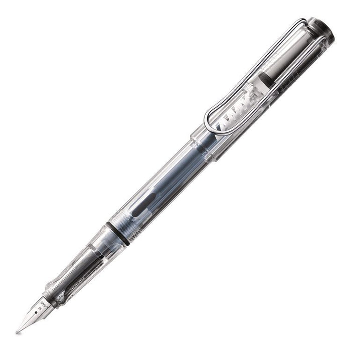 safari Fountain Pen, Medium Nib, Blue Ink, Vista Transparent/Black Barrel