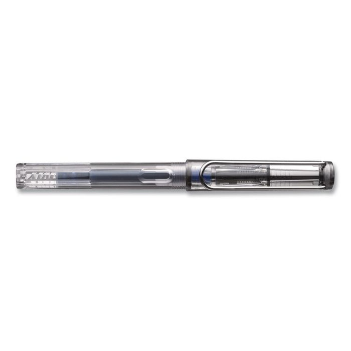 safari Fountain Pen, Medium Nib, Blue Ink, Vista Transparent/Black Barrel