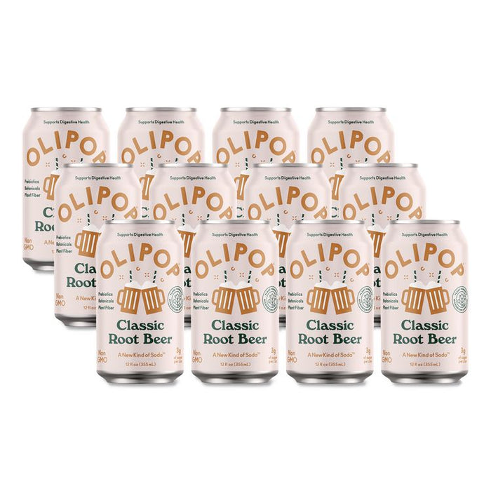 Prebiotic Soda, Root Beer, 12 oz Can, 12/Carton