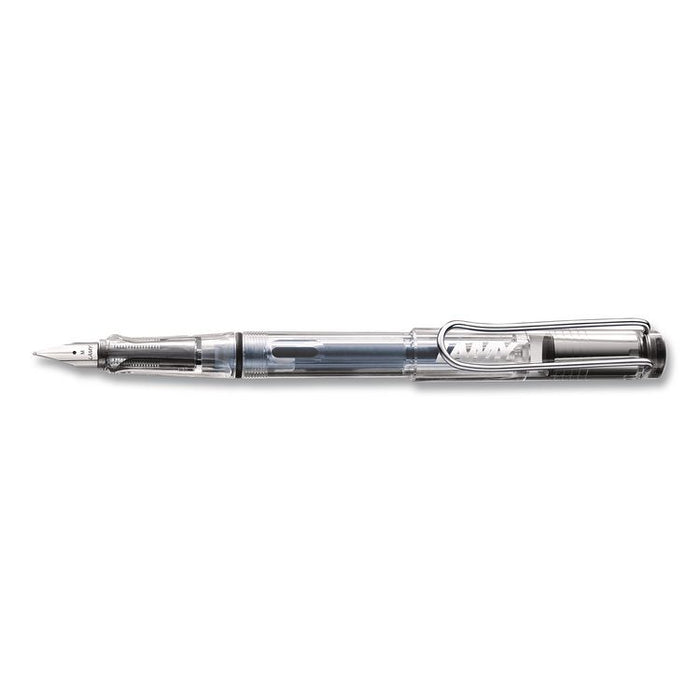 safari Fountain Pen, Medium Nib, Blue Ink, Vista Transparent/Black Barrel