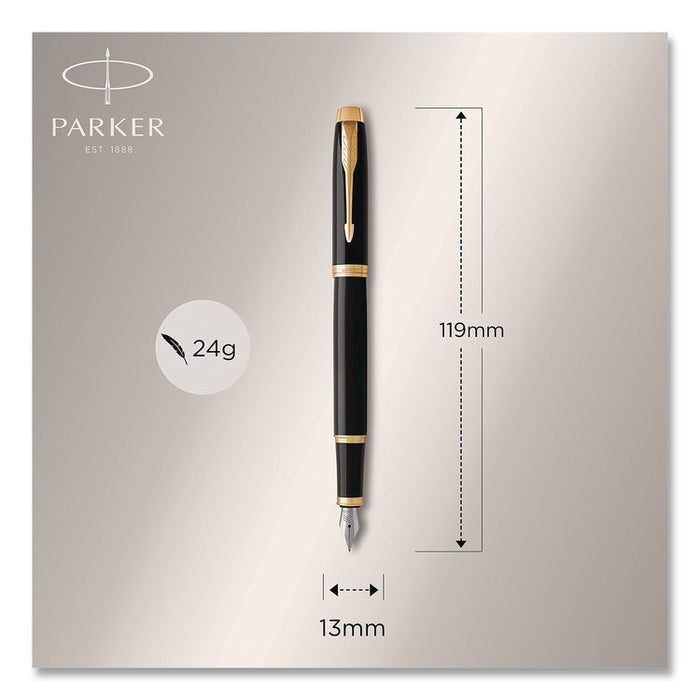 IM Fountain Pen with Gift Box, Medium Fountain Nib, Blue Ink, Black Lacquer/Gold Barrel
