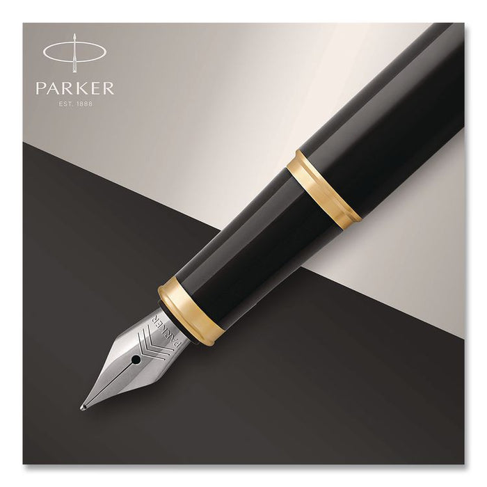 IM Fountain Pen with Gift Box, Medium Fountain Nib, Blue Ink, Black Lacquer/Gold Barrel
