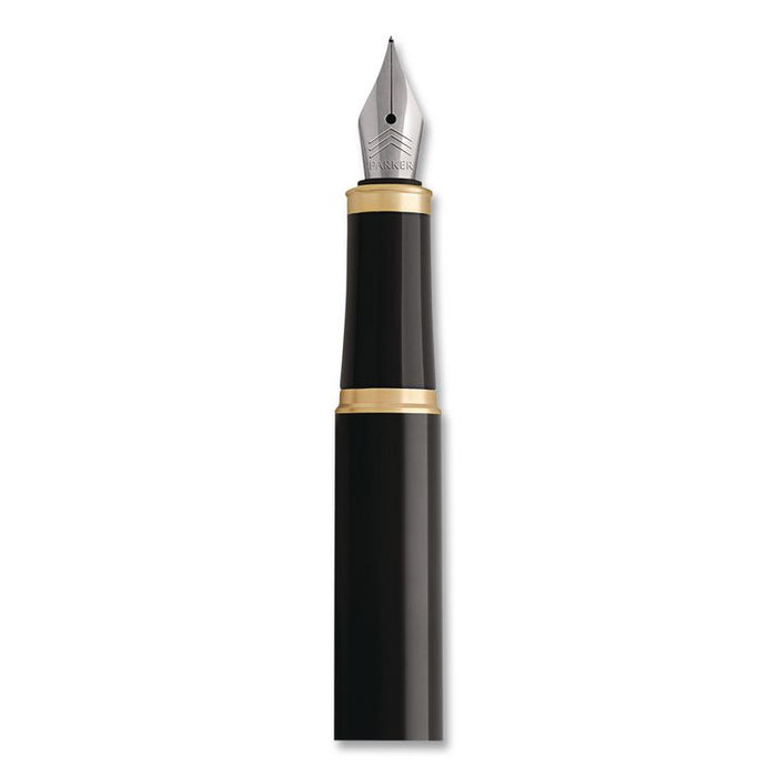 IM Fountain Pen with Gift Box, Medium Fountain Nib, Blue Ink, Black Lacquer/Gold Barrel