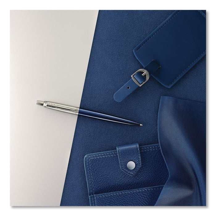 Jotter Ballpoint Pen, Retractable, Medium 0.7 mm, Blue Ink, Royal Blue/Stainless-Steel Barrel