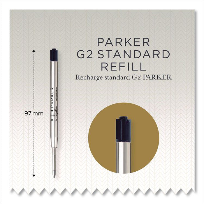 Quinkflow Refill for Parker Ballpoint Pen, Medium Conical Tip, Black Ink, 10/Pack