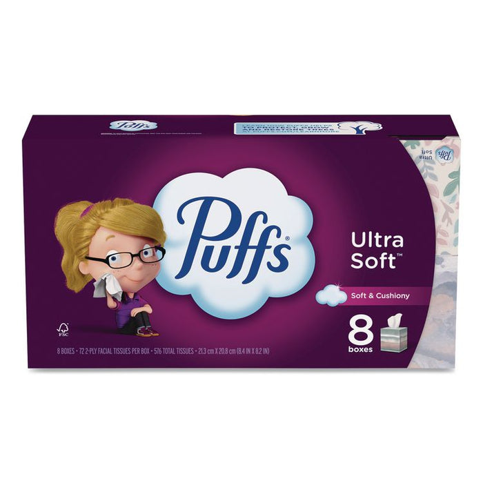 Ultra Soft Facial Tissue, 2-Ply, White, 72 Sheets/Box, 8 Boxes/Pack