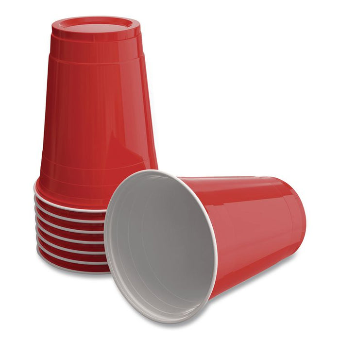 Plastic Cold Cups, 16 oz, Red, 500/Carton