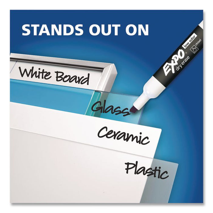 Dry Erase Marker, Chisel Tip, Black, 4/Pack