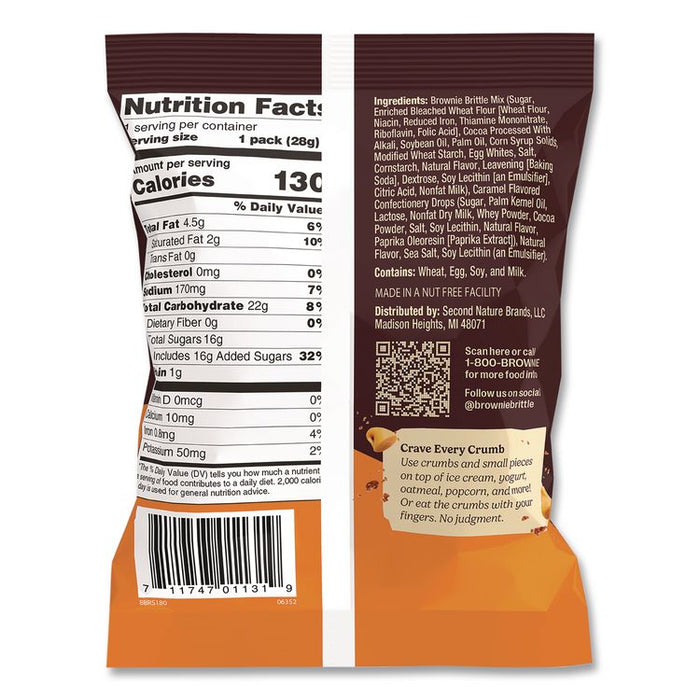Crunchy Brownie Snack Variety Pack, Chocolate Chip and Salted Caramel, 2 oz Bag, 20/Carton