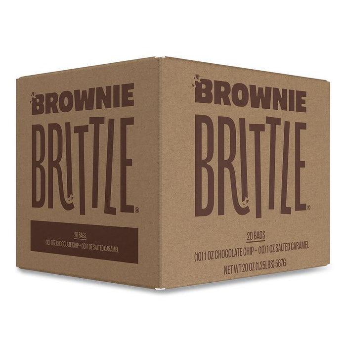 Crunchy Brownie Snack Variety Pack, Chocolate Chip and Salted Caramel, 2 oz Bag, 20/Carton