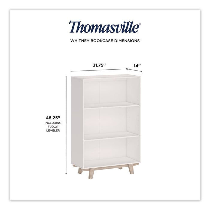 Whitney Bookcase, Three Shelves, 31.75w x 14d x 48.25h, White