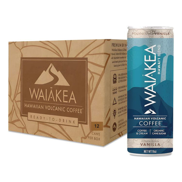 Hawaiian Volcanic Cold Brew Coffee, Polynesian Vanilla, 11 oz Can, 12/Carton