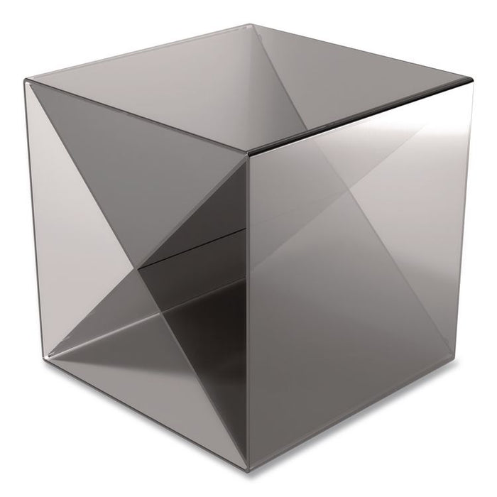 Plastic Cube-Shaped Desk Shelf, 4 Compartments, 6 x 6 x 6, Smoke