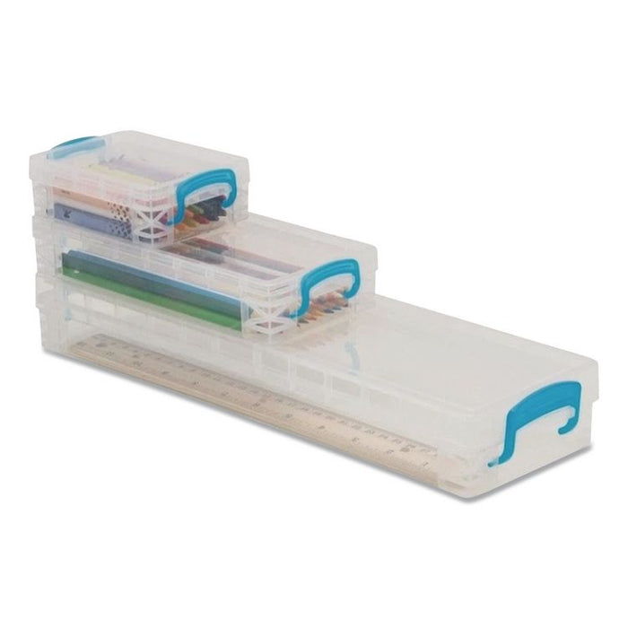 School Kit with Crayon Box, Pencil Box and Ruler Box, Clear/Blue, 3/Box