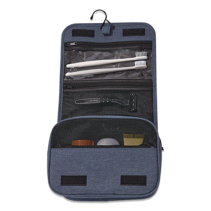 Fabric Toiletry Bag, 8.66 x 3.35 x 8.46, Blue