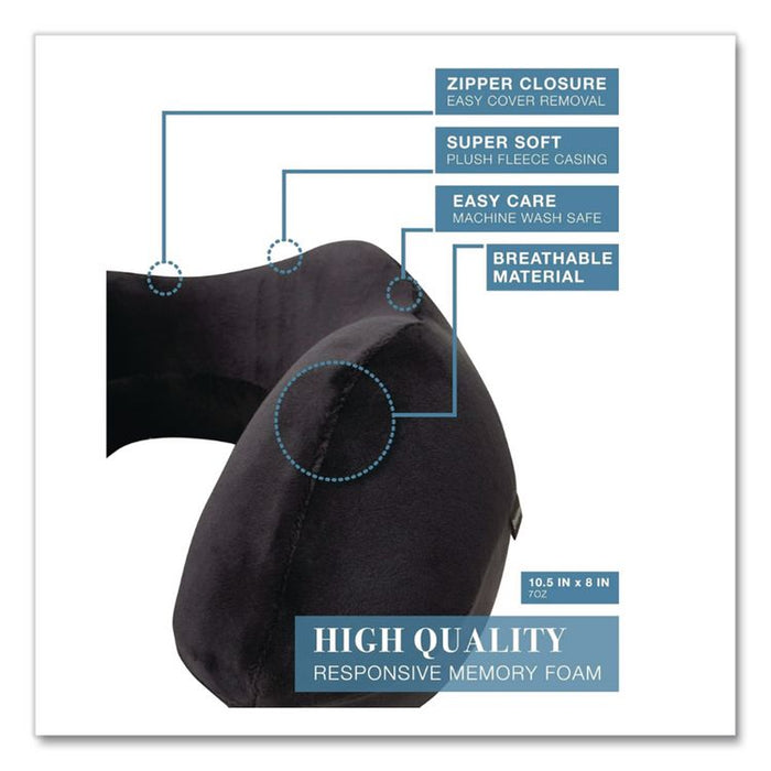 Memory Foam Fabric Travel Pillow, One Size Fits Most, 9.84 x 5.5 x 11, Black