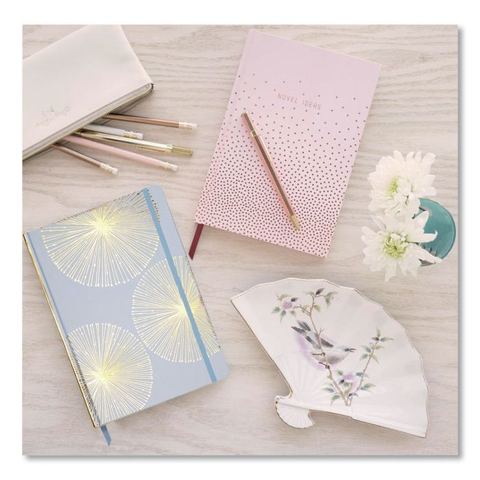 Hardcover Journal, Organics Dandelion Artwork, Narrow Rule, Sky Blue/Gold Cover, (100) 10 x 7 Sheets