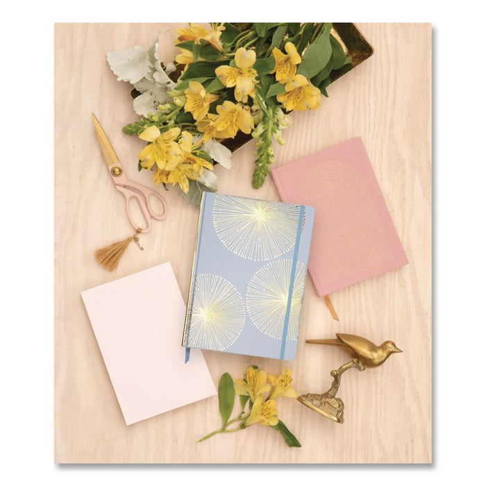 Hardcover Journal, Organics Dandelion Artwork, Narrow Rule, Sky Blue/Gold Cover, (100) 10 x 7 Sheets