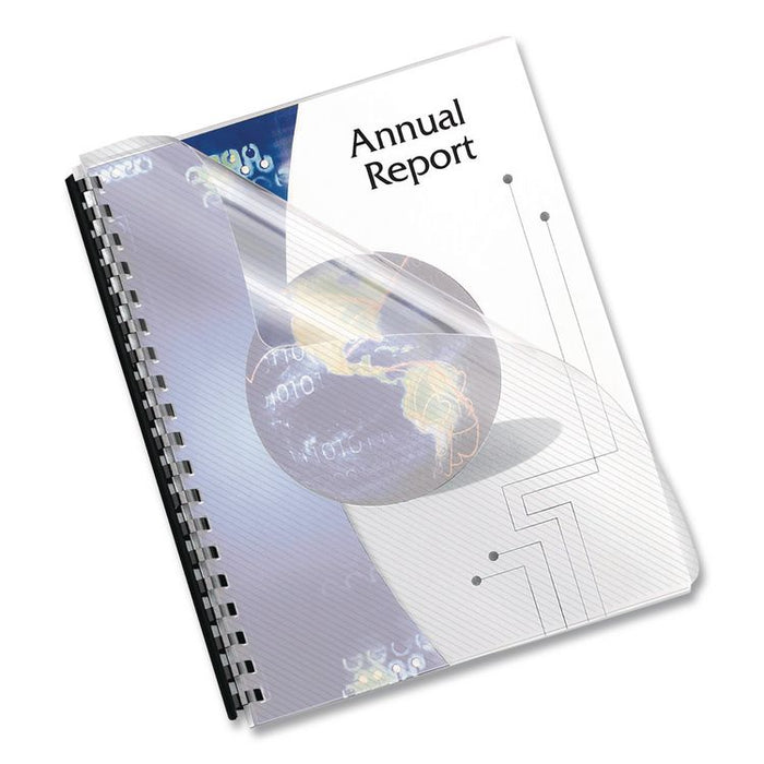 Futura Presentation Covers for Binding Systems, Round Corners, 8.5 x 11, Lined Transparent, 25/Pack