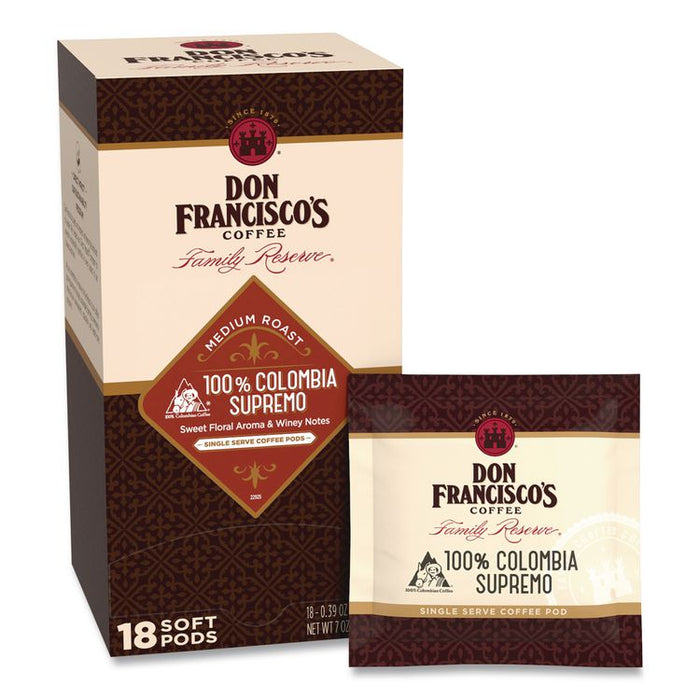 Columbia Supremo Coffee Soft Pods, 18/Box