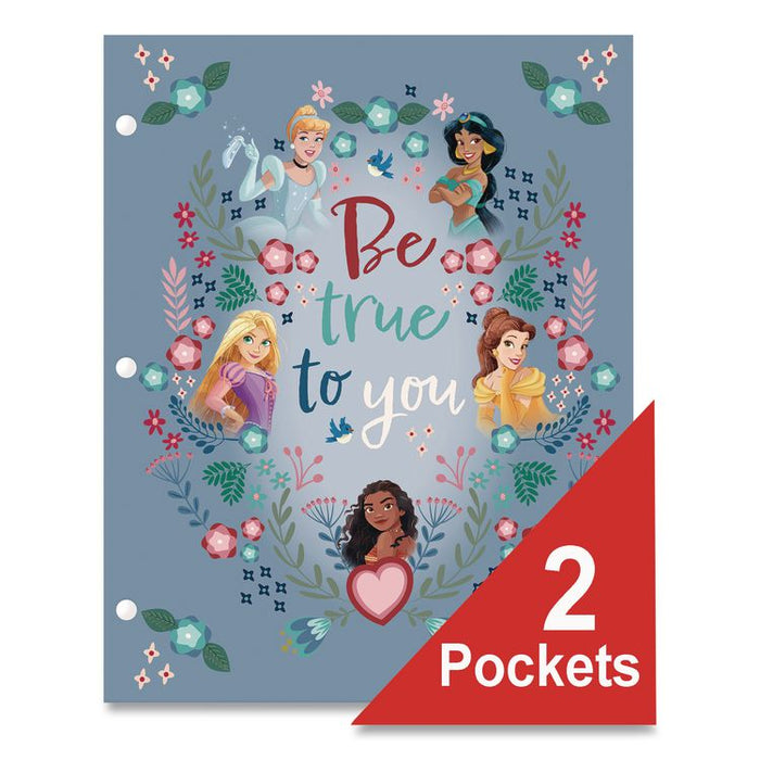 Licensed Two-Pocket Folder, Disney Princesses, Side: 3-Hole Punched, Accommodates (50) 11 x 8.5 Sheets, Multicolor