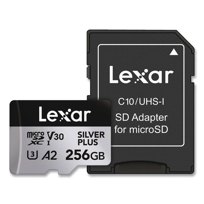 Professional SILVER Series microSDXC Memory Card with Adapter, UHS-I, V30 Class 10, 256 GB