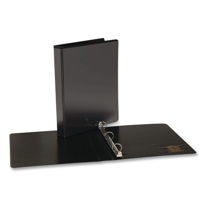 Round Ring View Binder, 3 Rings, 0.5" Capacity, Black, 12/Carton