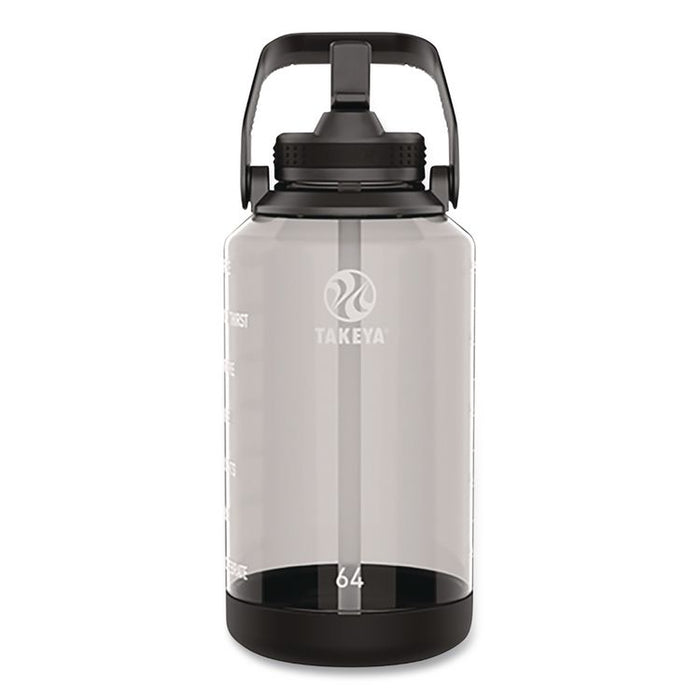 Tritan Motivational Plastic Water Bottle, 64 oz, Stormy Black