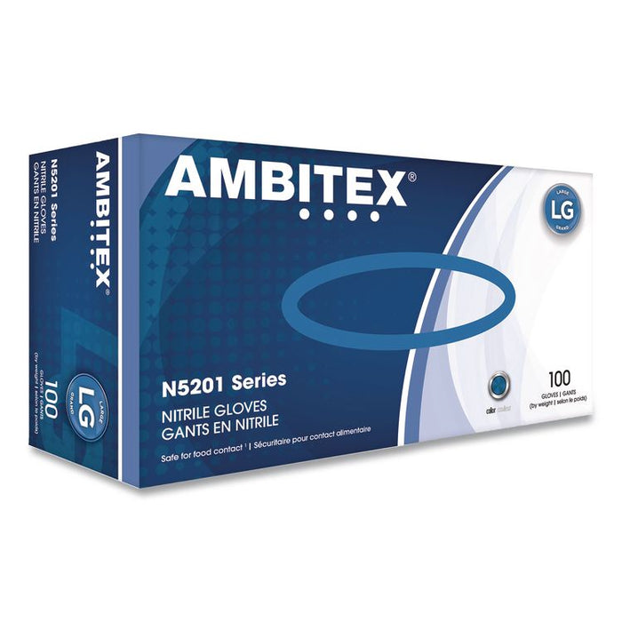 N5201 Series Powder-Free Nitrile Gloves, Large, 9" Long, Blue, 100/Box, 10 Boxes/Carton