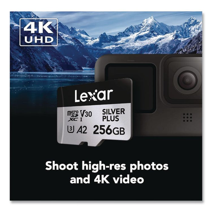 Professional SILVER Series microSDXC Memory Card with Adapter, UHS-I, V30 Class 10, 256 GB