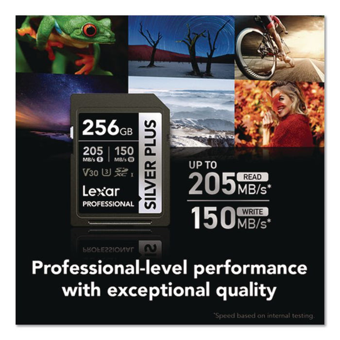 Professional SILVER Series SDXC Memory Card, 205MB/s Read Speeds and 150MB/s Write Speeds, UHS-I V30 U1 Class 10, 256 GB