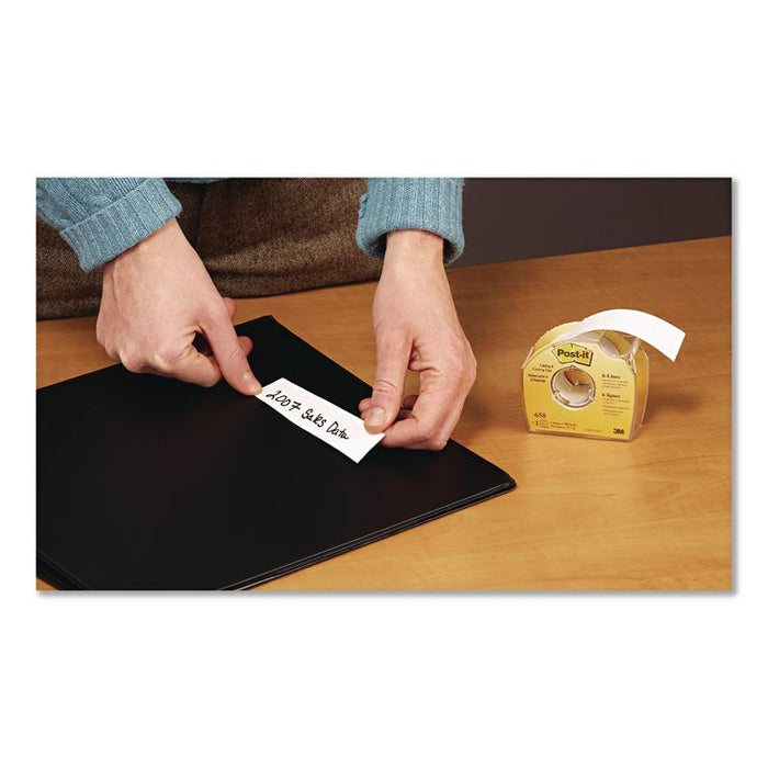 Labeling and Cover-Up Tape, Non-Refillable, 1" x 19.44 yd, White Tape, Clear Dispenser, 24/Carton