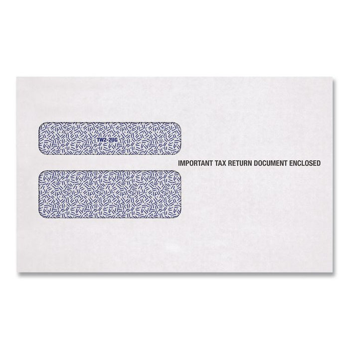 W-2 Laser Double Window Envelope, Commercial Flap, Gummed Closure, 5.63 x 9, White, 100/Pack