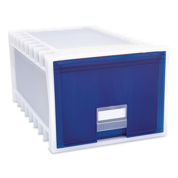 Archive Storage Drawers, Letter/Legal Files, 15.3" x 24.25" x 11.38", Blue/White