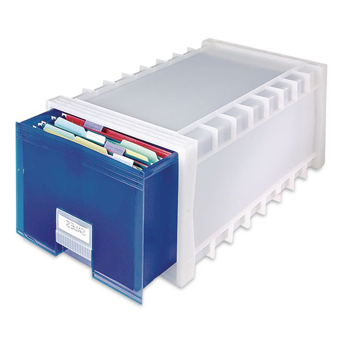 Archive Storage Drawers, Letter/Legal Files, 15.3" x 24.25" x 11.38", Blue/White