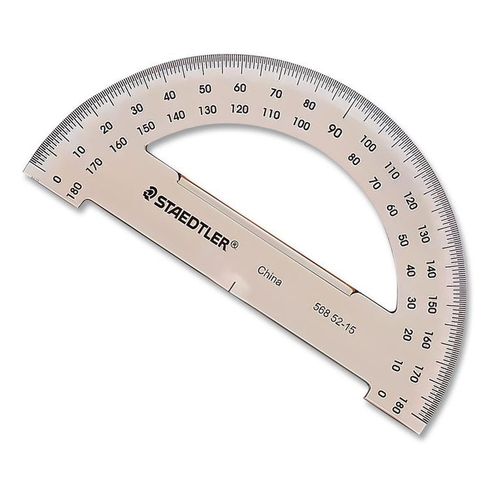 Mars College Protractor, Plastic, 6" Ruler Edge/180 Degree, Transparent Tinted