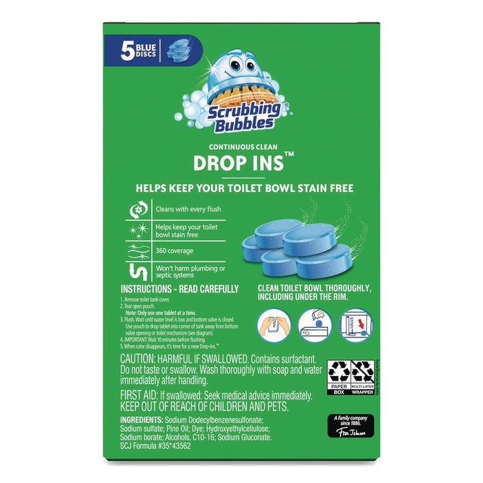 Drop-Ins Toilet Cleaning Tablets, 1.41 oz Tablets, 5/Pack