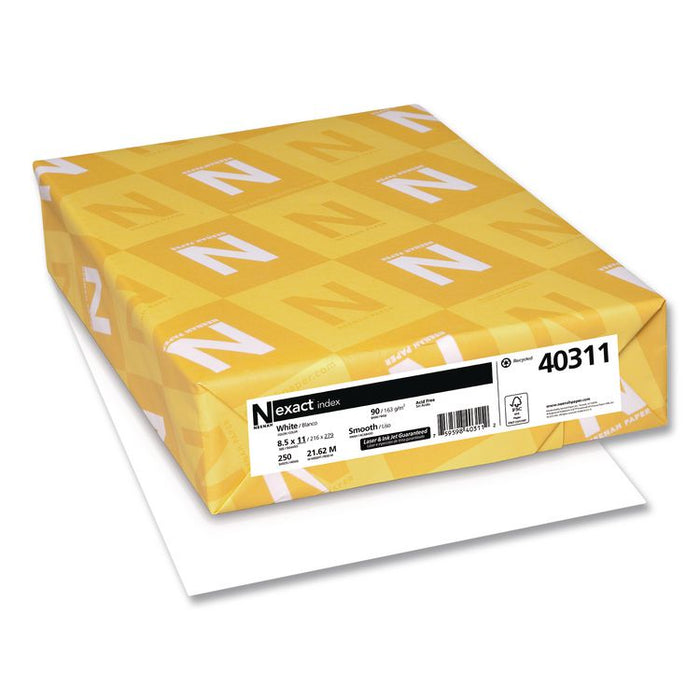 Exact Index Card Stock, 94 Bright, 90 lb Index Weight, 8.5 x 11, White, 250 Sheets/Ream, 8 Reams/Carton