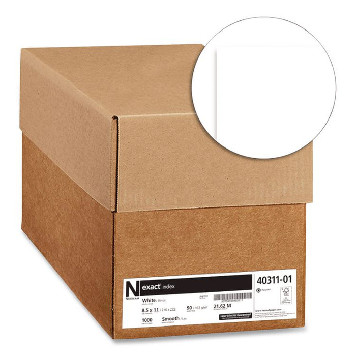 Exact Index Card Stock, 94 Bright, 90 lb Index Weight, 8.5 x 11, White, 250 Sheets/Ream, 8 Reams/Carton