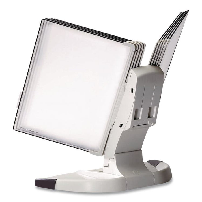 Modular Desktop Document Holder, 10 Panels with Black Borders, Gray Base