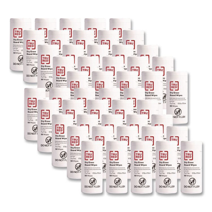 Dry Erase Board Wipes, 7 x 7, Low Odor, White, 50/Pack