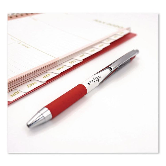 Z-Grip Flight Ballpoint Pen, Retractable, Bold 1.2 mm, Red Ink, Red/White/Silver Barrel, Dozen