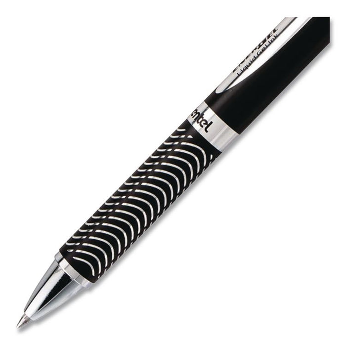 EnerGel Alloy RT Gel Pen, Retractable, Medium 0.7 mm, Black Ink, Black/Aluminum Barrel