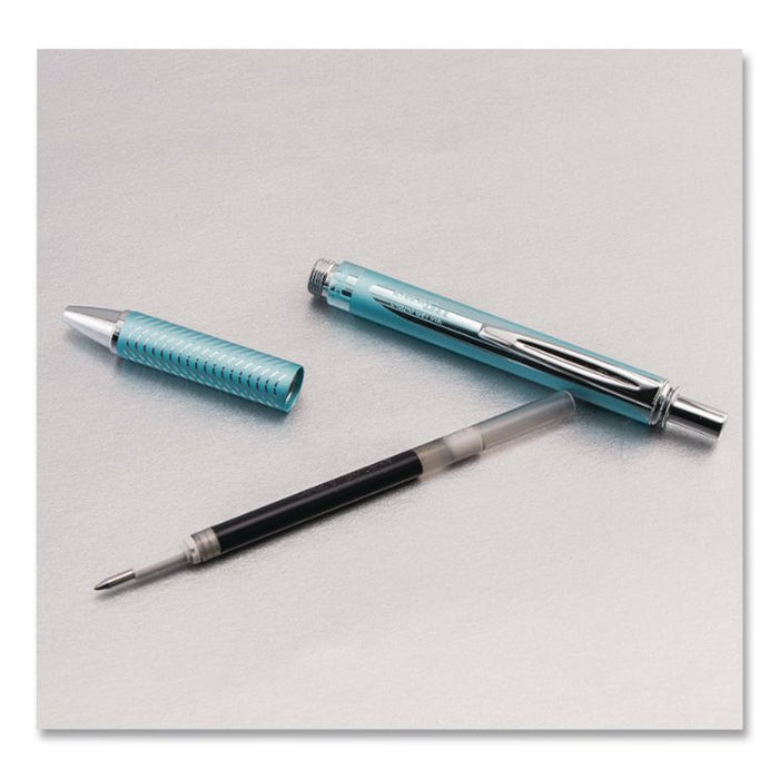 EnerGel Alloy RT Gel Pen, Retractable, Medium 0.7 mm, Black Ink, Blue/Aluminum Barrel
