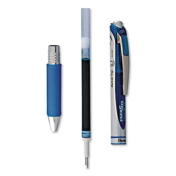 EnerGel RTX Gel Pen, Retractable, Medium 0.7 mm, Blue Ink, Blue/Silver Barrel, 3/Pack