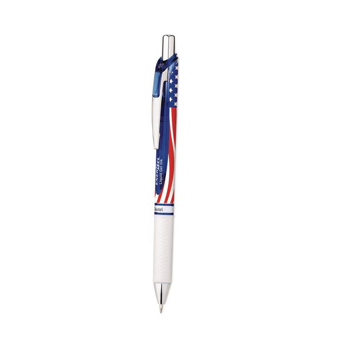 EnerGel RTX Stars and Stripes Gel Pen, Retractable, Medium 0.7 mm, Black Ink, Red/White/Blue Barrel, 3/Pack