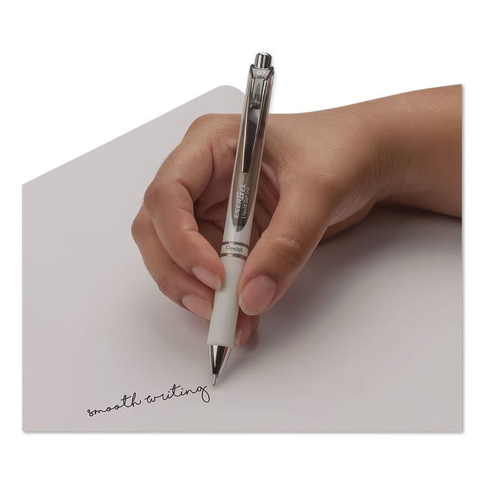 EnerGel Pearl Deluxe RTX Gel Pen, Retractable, Medium 0.7 mm, Black Ink, Pearl White/Smoke Barrel, 3/Pack