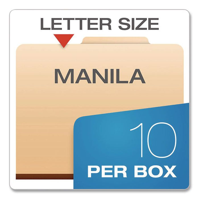 Manila Top Tab Classification Folders, 2/5-Cut Tab, Expands 1.75", 1 Divider, 4 Fasteners, Letter Size, Manila, 10/Box