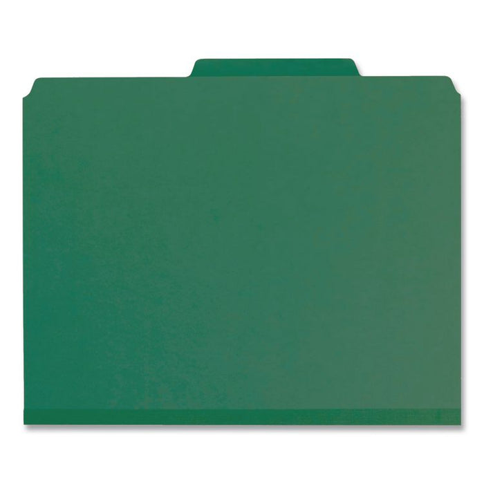 Pressboard Classification Folders, 2/5 Tab, Expands 2.5", 2 Full-Pocket Dividers, 6 Fasteners, Letter Size, Dark Green, 10/BX