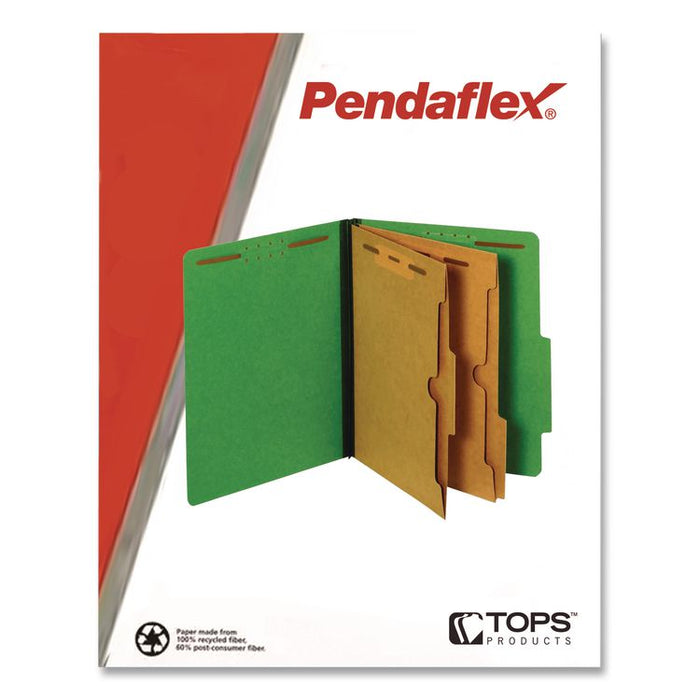 Pressboard Classification Folders, 2/5 Tab, Expands 2.5", 2 Full-Pocket Dividers, 6 Fasteners, Letter Size, Dark Green, 10/BX